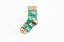 Load image into Gallery viewer, Hedgehog Socks | Child Bamboo Socks | Green Socks: Hedgehogs / Single Pair / Age 3-5yrs | UK Size Kids 6-9