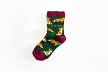 Load image into Gallery viewer, Fox Socks | Child Bamboo Socks | Green Socks | Cheeky Socks: Foxes / Single Pair / Age 3-5yrs | UK Size Kids 6-9
